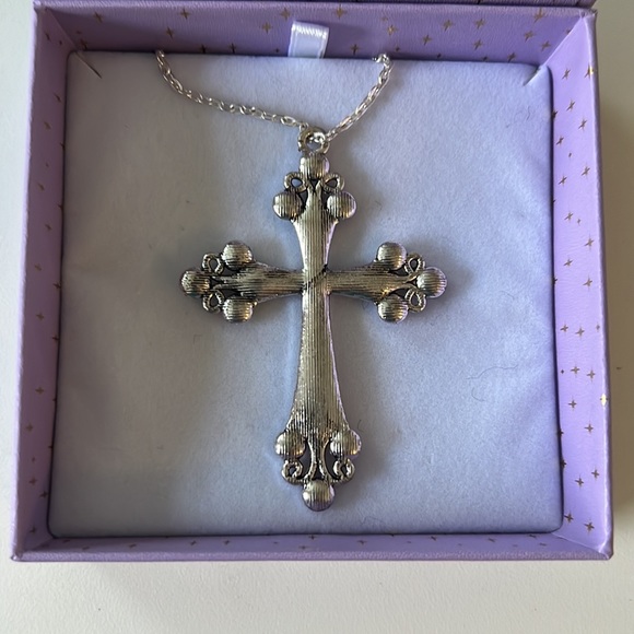 New Silver and Crystal s Cross Pendant, 18” Sterling silver chain Necklace, - Picture 3 of 9